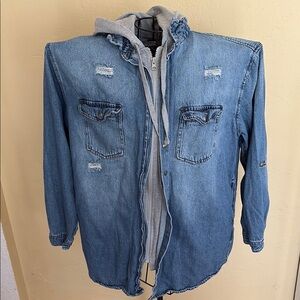 Risen- Blue Denim Jacket with Hood